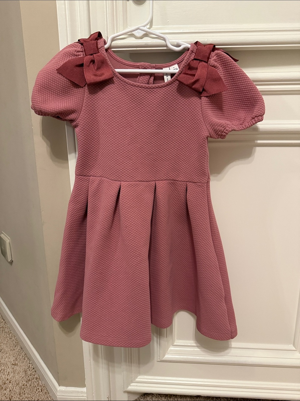 Janie and Jack Mauve Textured Bow Shoulder Dress